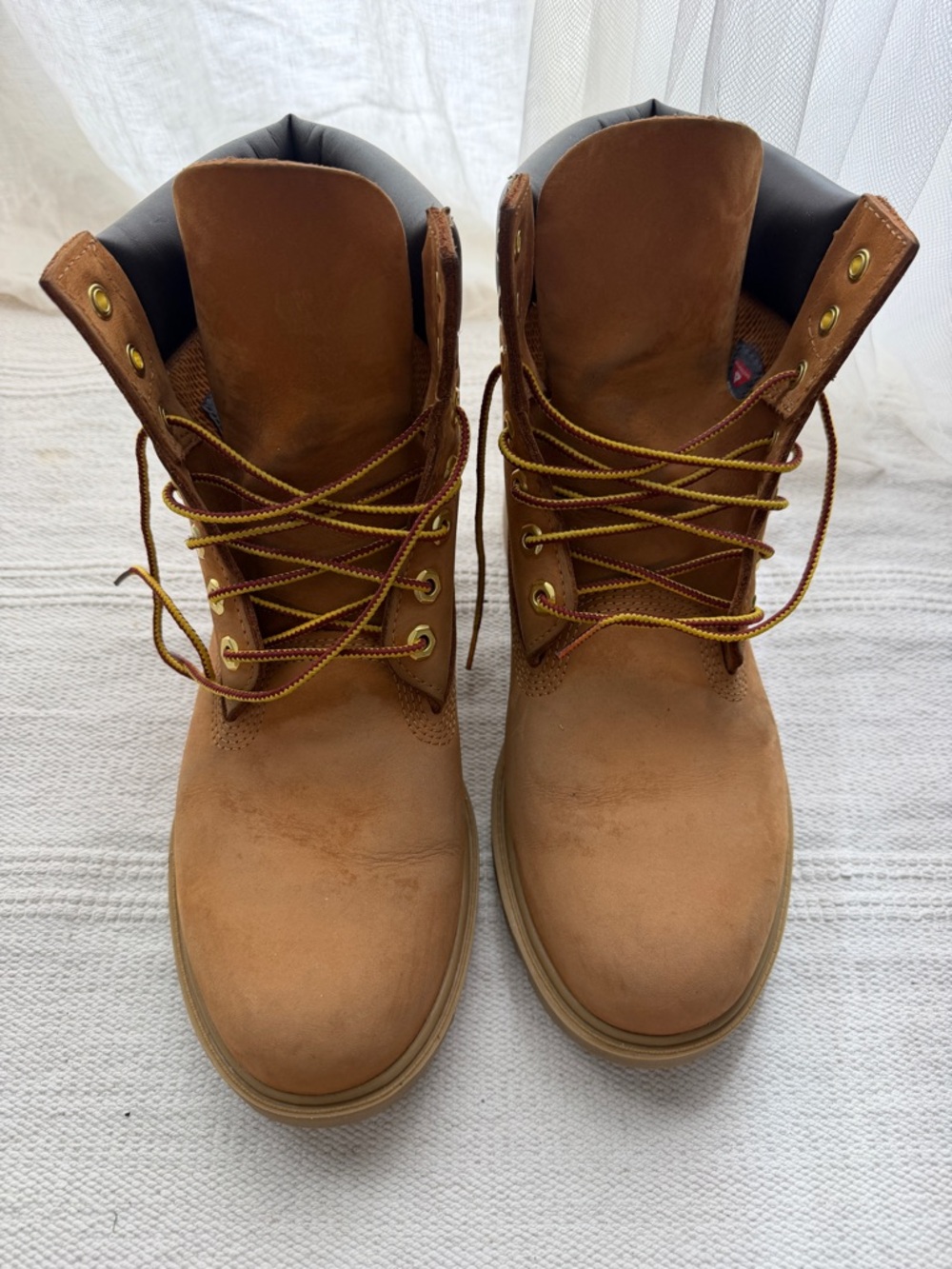 Timberland Wheat Work Boots with Yellow Contrast Laces